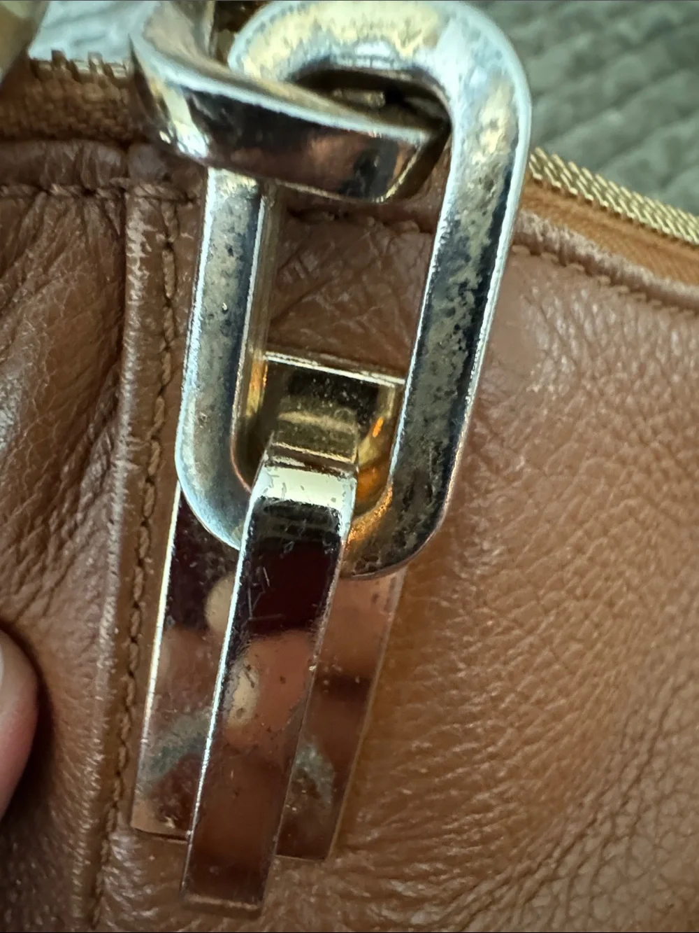 Michael Kors Cognac Pebbled Leather Bag with Gold Hardware